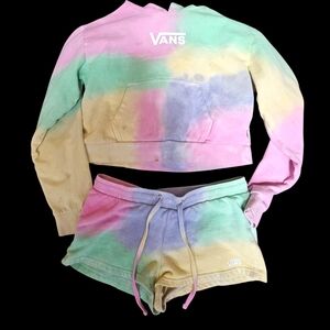 Vans Womens Pastel Tie-Dye Shorts And Hoodie 2 Piece Set